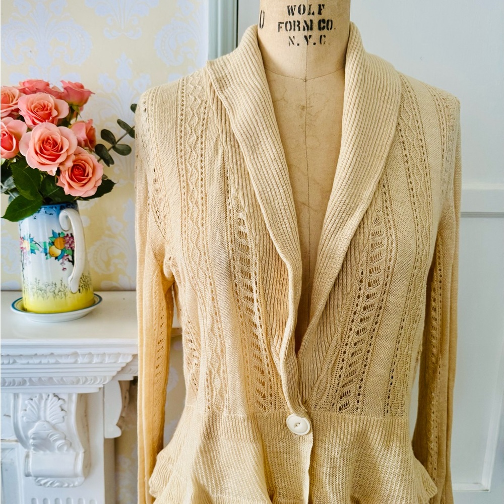 Elegant 100% linen  vintage RALPH LAUREN Women's Sweater L, feminine